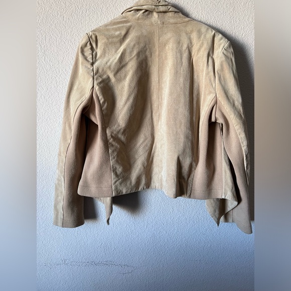 Badgley Mischka’s “American Glamour” Beige Suede Waterfall Collar Jacket Size XL - Picture 12 of 14